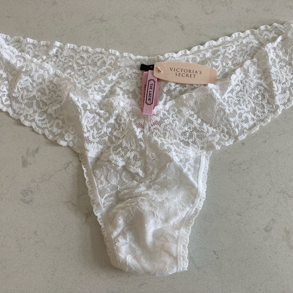 Victoria’s Secret “The Lacie” White Lace Thong